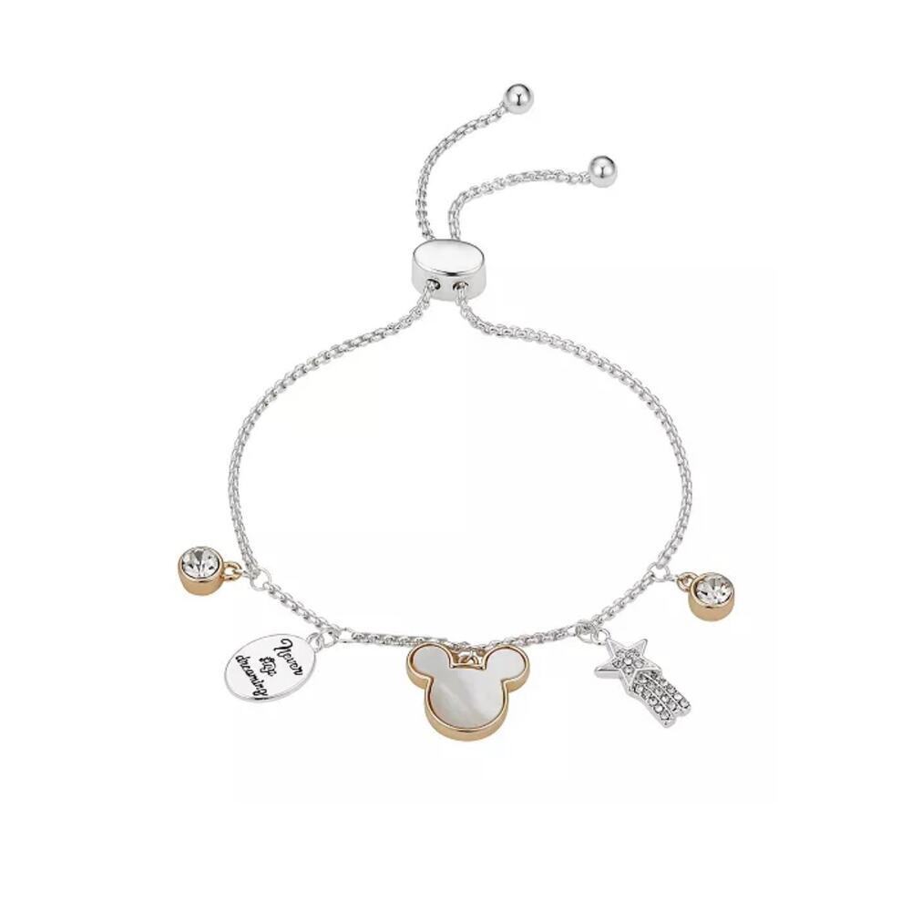Disney Crystal Mickey Mouse Bolo Bracelet Gold-Tone | NWT - Picture 2 of 4